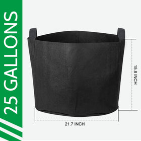 JERIA 25 gallon grow bag dimensions for planning and setup