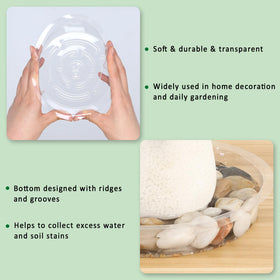 JERIA 12-inch clear plant saucer fits larger pots for outdoor use.