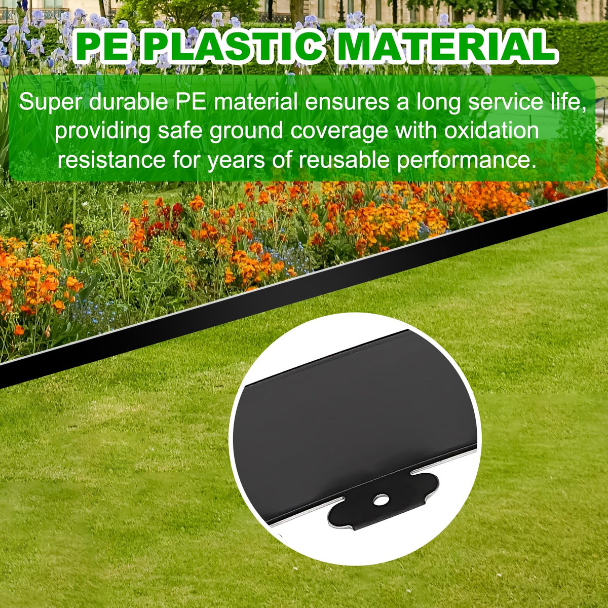 JERIA border helps define spaces and may deter weed growth.