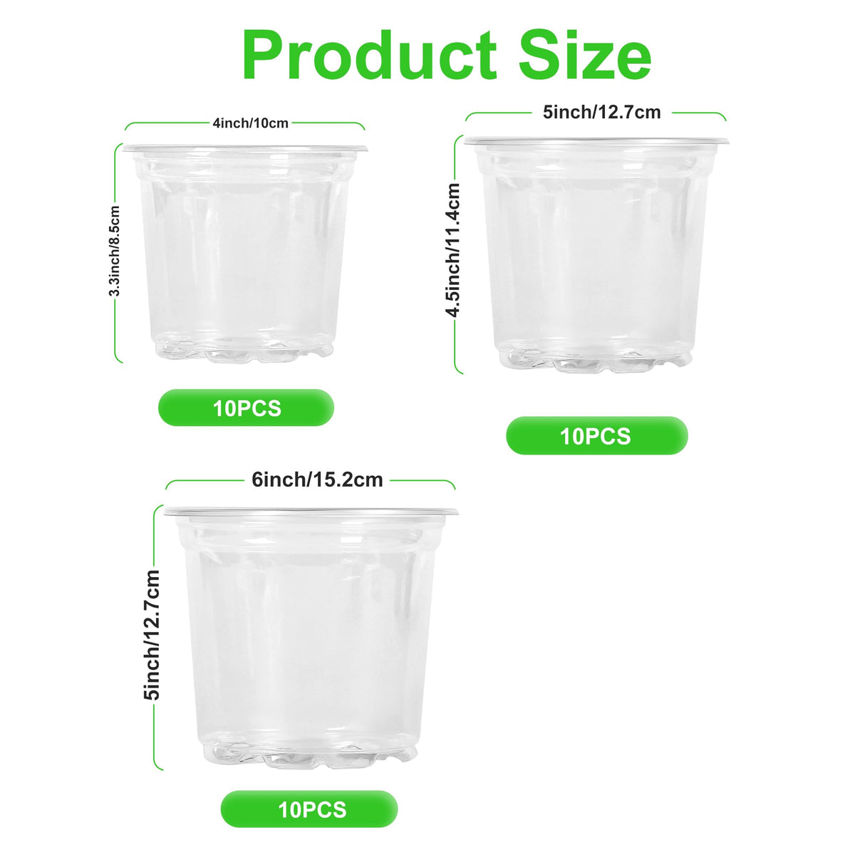JERIA clear nursery pot 5-inch ideal for small plants and cuttings with drainage.