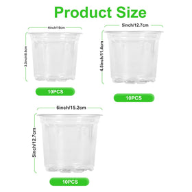 JERIA clear nursery pot 5-inch ideal for small plants and cuttings with drainage.