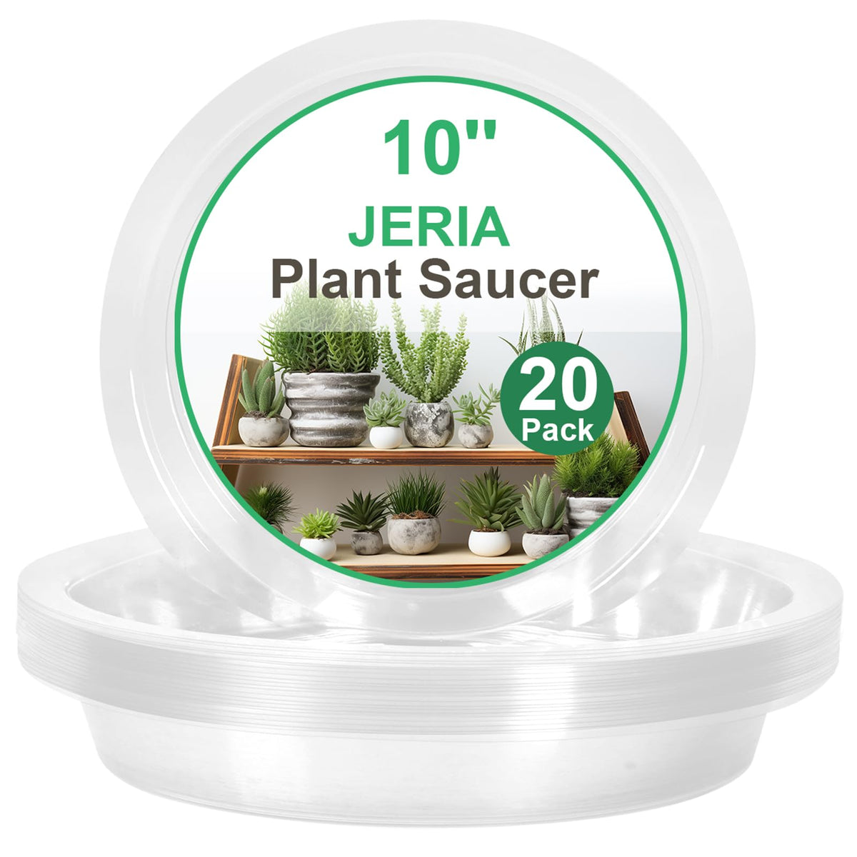 JERIA clear plant saucer protects surfaces from water and soil spills.