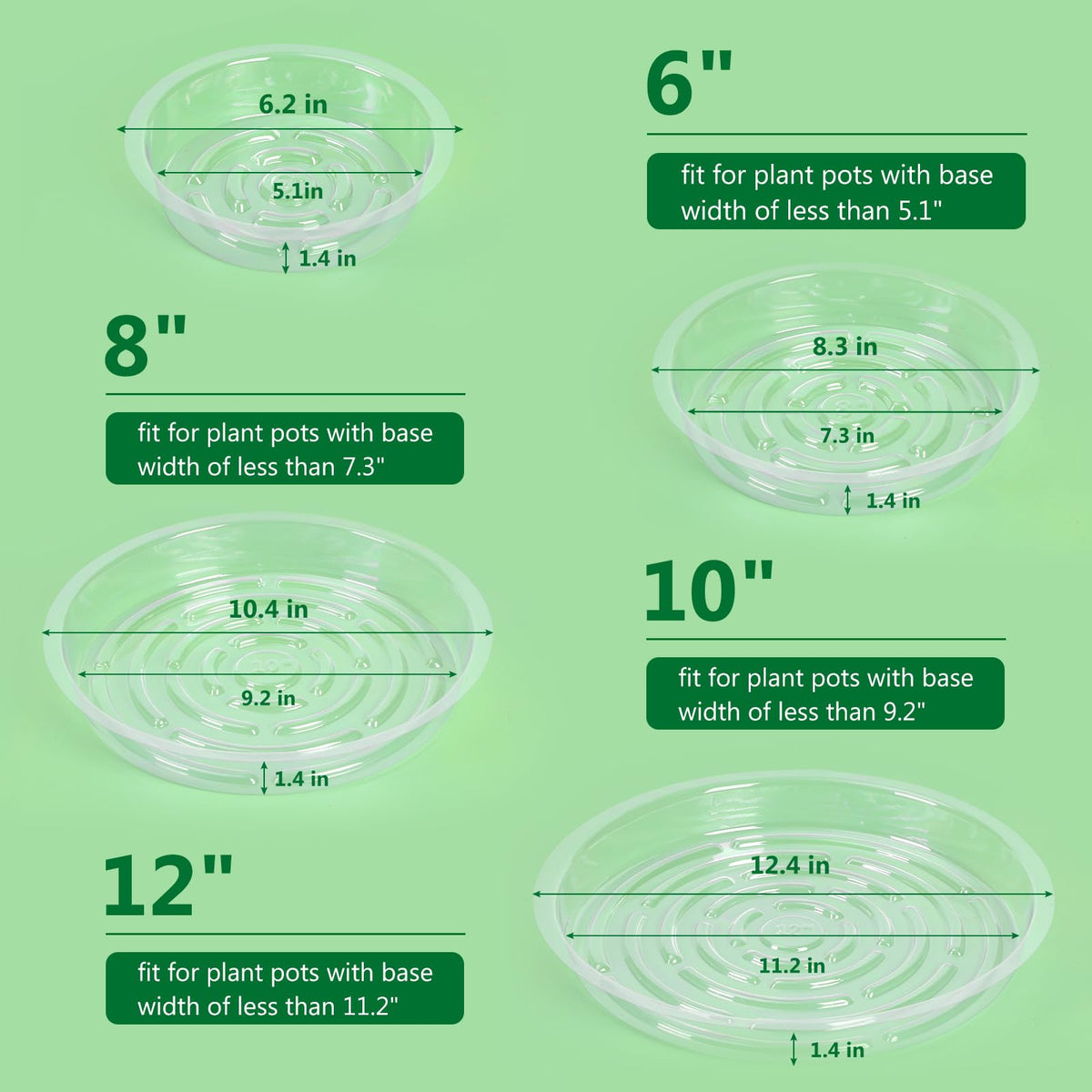 JERIA durable plastic saucer round 10inch guards pots from leaks.