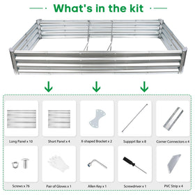 JERIA raised bed with eight stabilizing bars adds sturdy support.