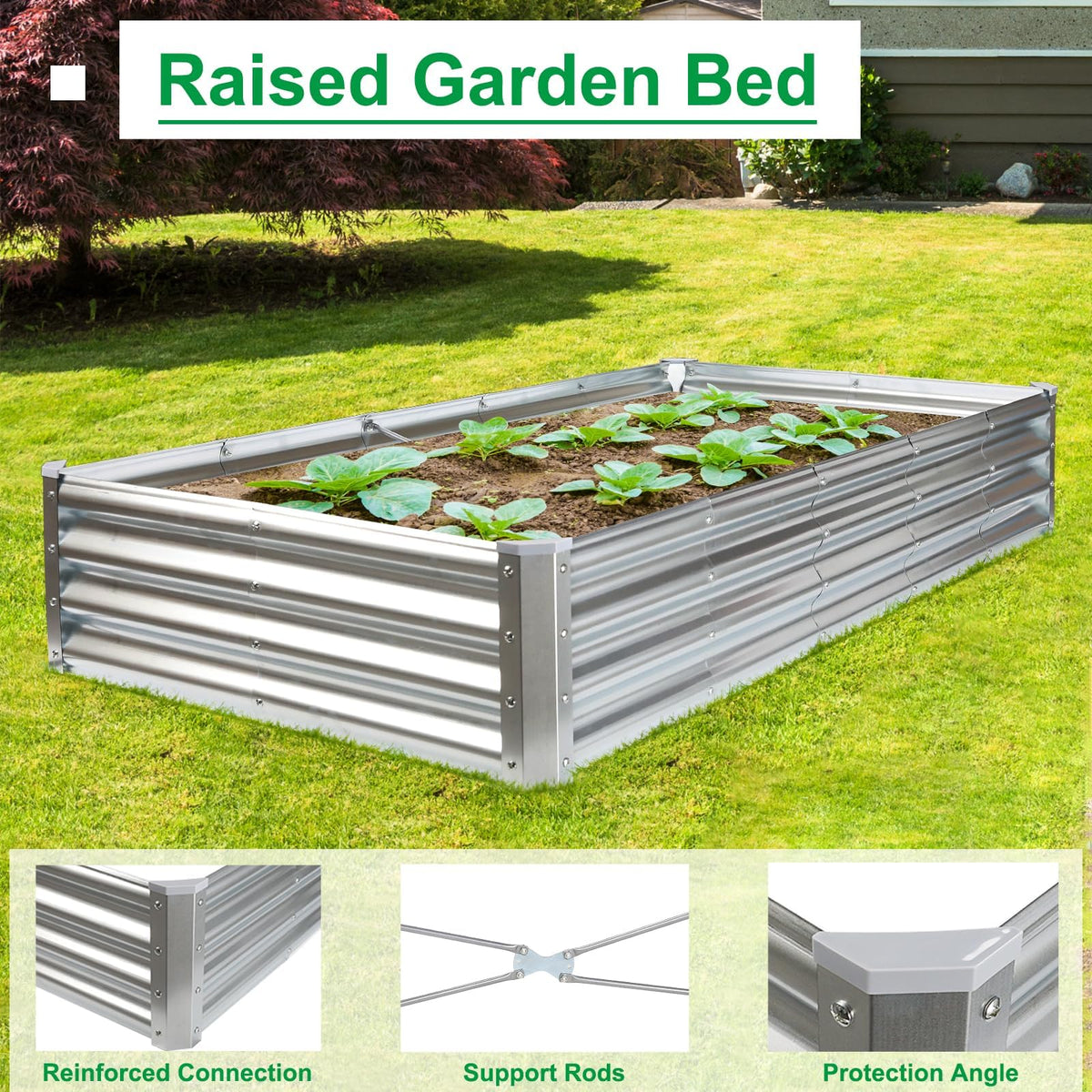 JERIA galvanized metal construction resists rust for outdoor longevity.