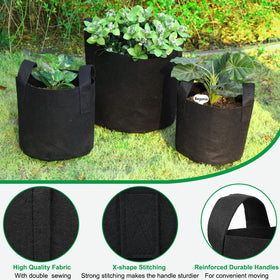 JERIA 7-gallon grow bag with durable handles, easy to move indoors or outdoors