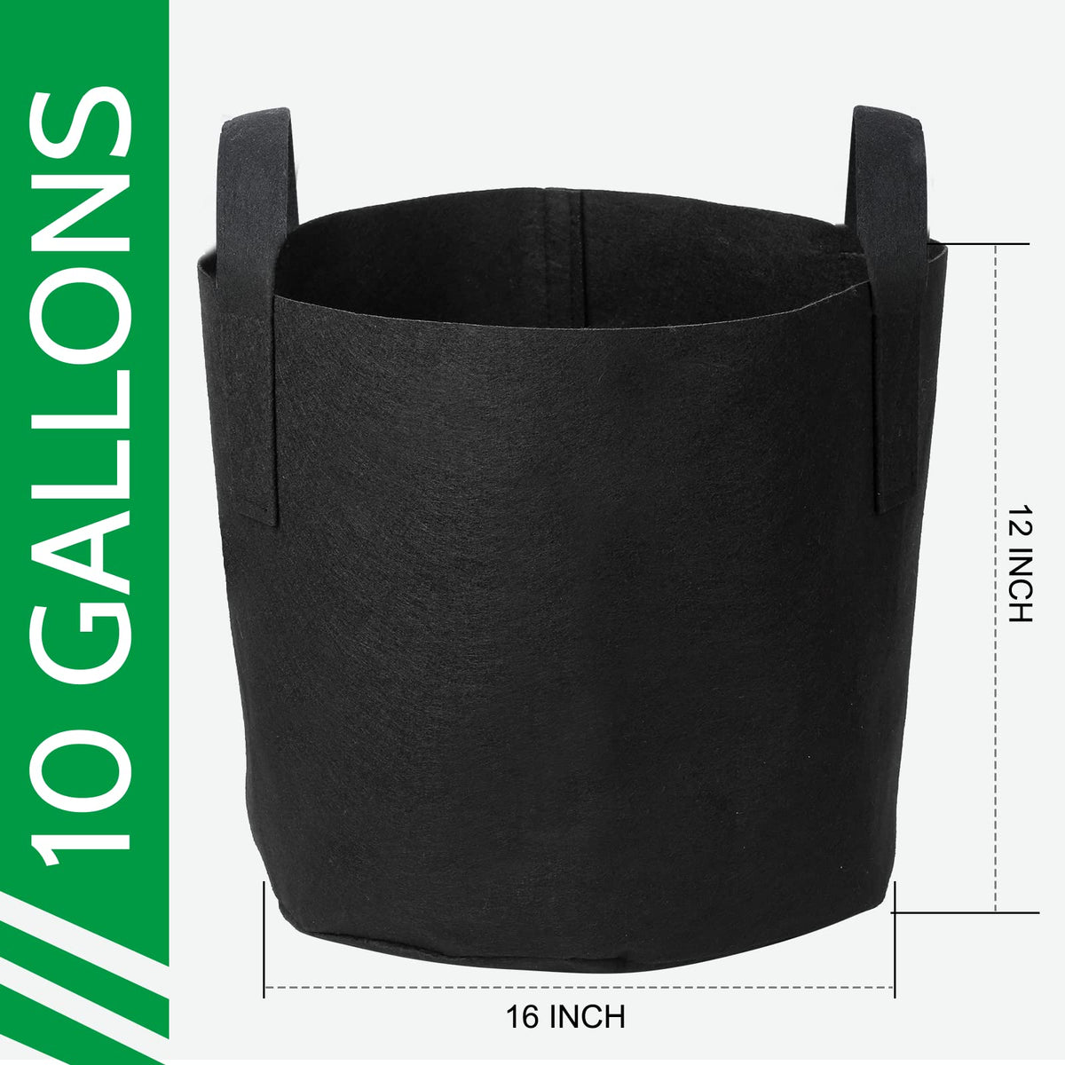JERIA heavy-duty fabric pot with reinforced handles for easy transport.