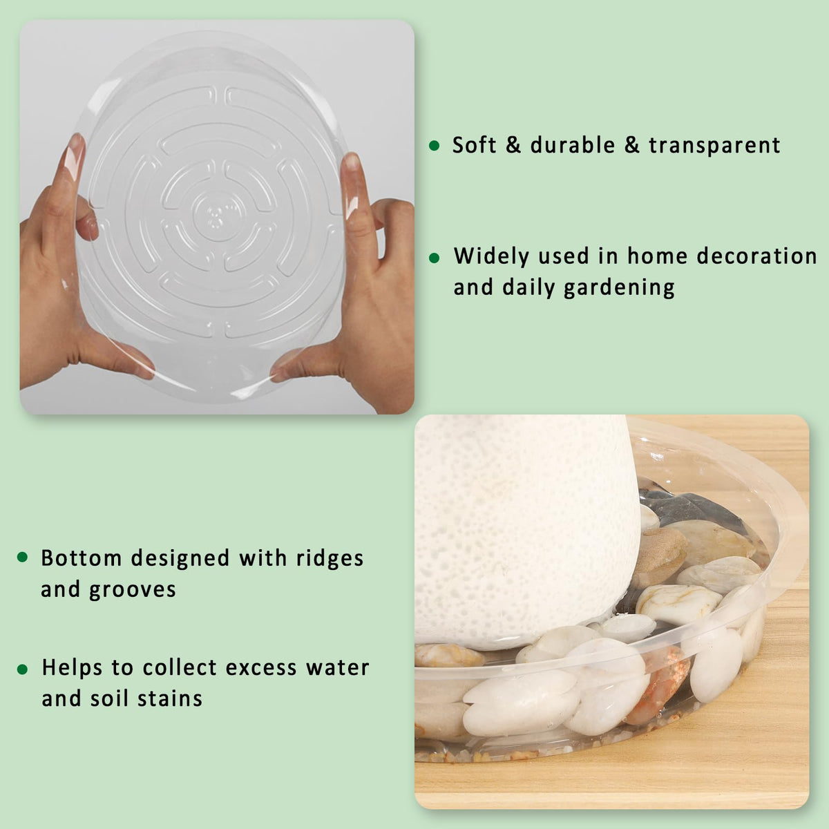 JERIA indoor-outdoor saucer withstands weather without cracking.