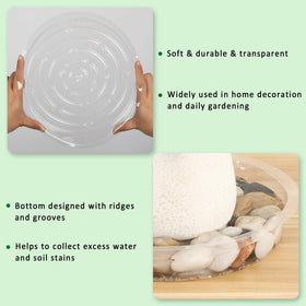 JERIA indoor-outdoor plant saucer withstands weather without cracking.