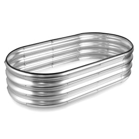 JERIA raised garden bed side view shows sturdy galvanized steel for long-lasting outdoor use