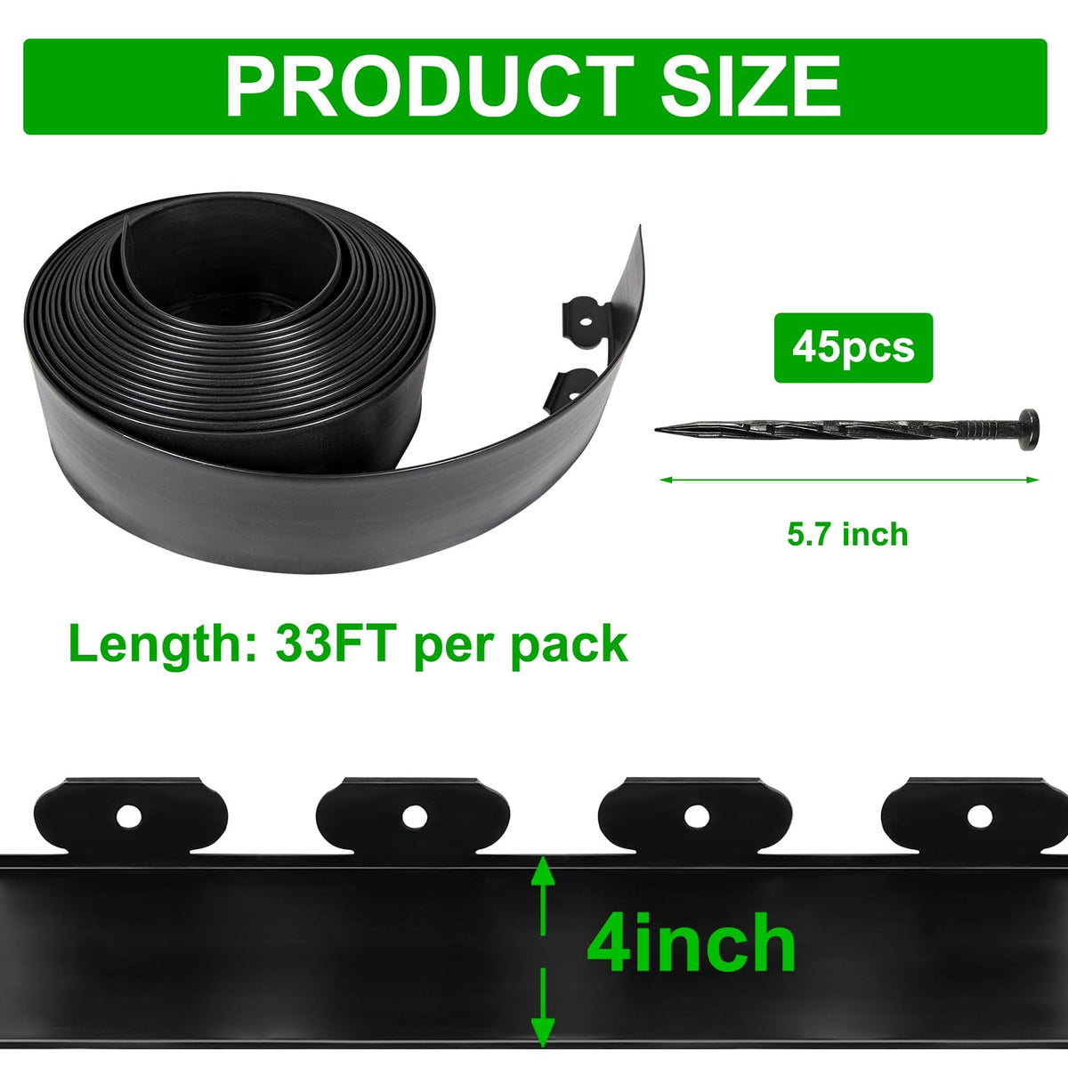 JERIA 45-piece spikes set enables quick, secure edging installation.