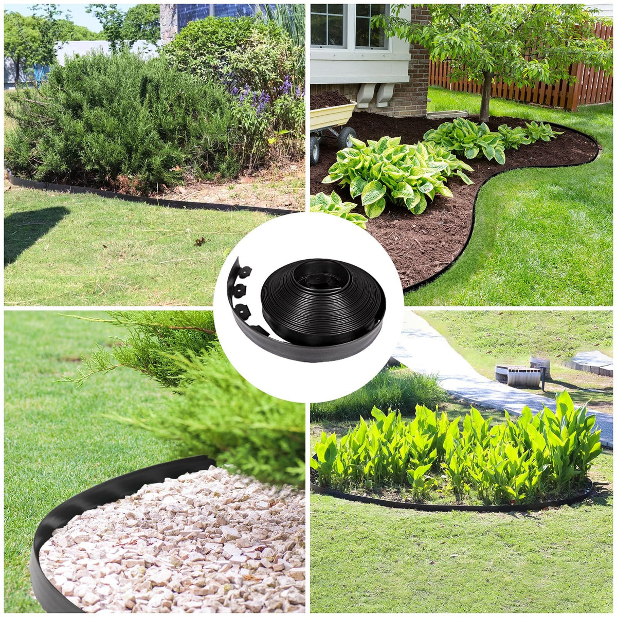 Weather-ready plastic edging improves the appearance of outdoor spaces.