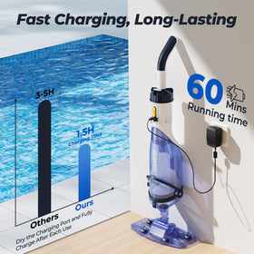 Telescopic pole extended to reach deep and shallow pool areas with JESIMAIK.