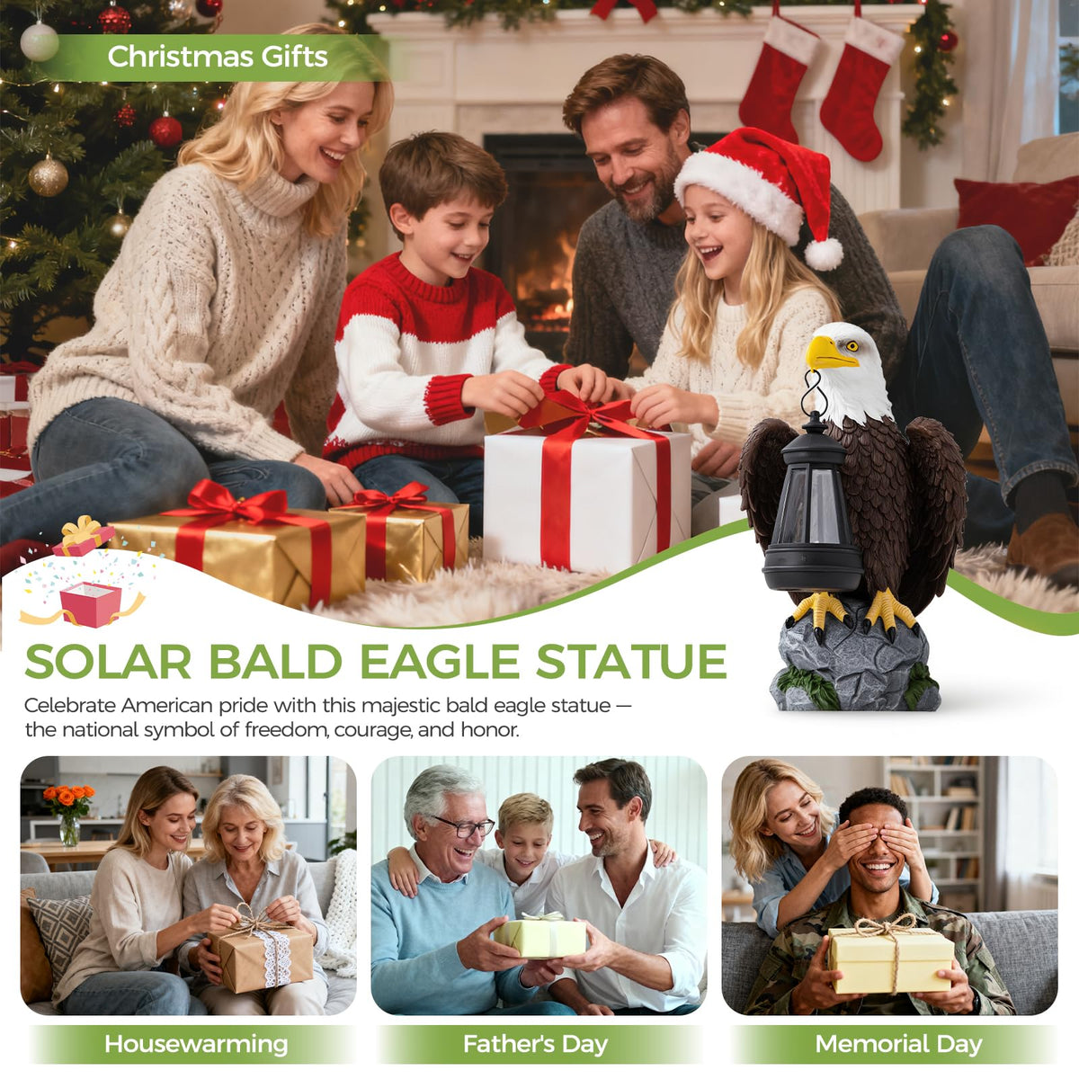 Jesokiibo patriotic design statue honors USA heritage in your garden.