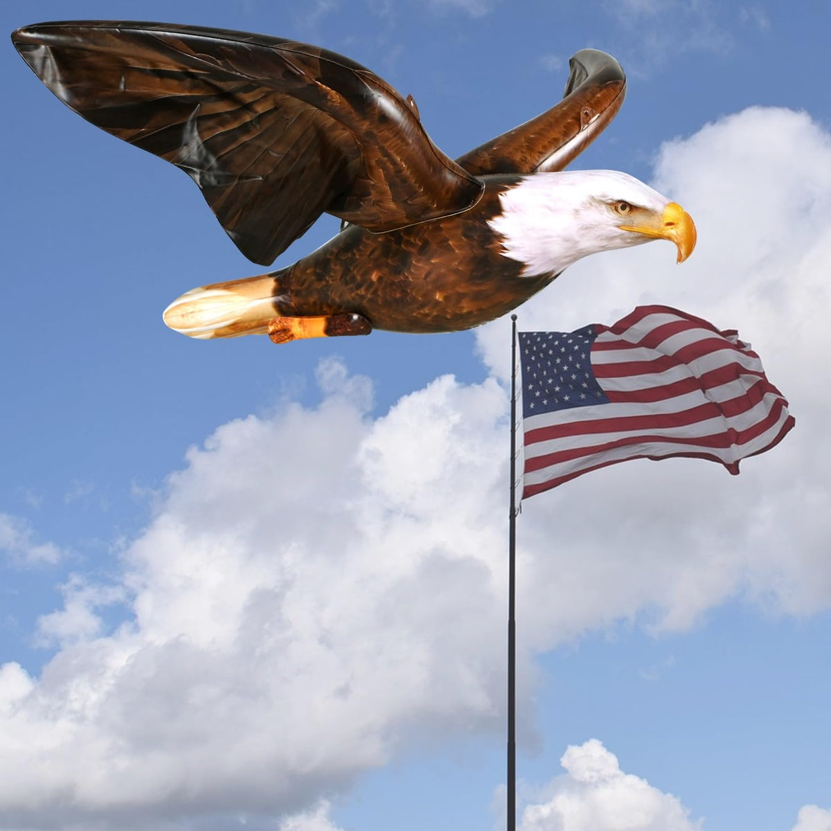 Jet Creations bald eagle inflatable versatile prop for education and parties.