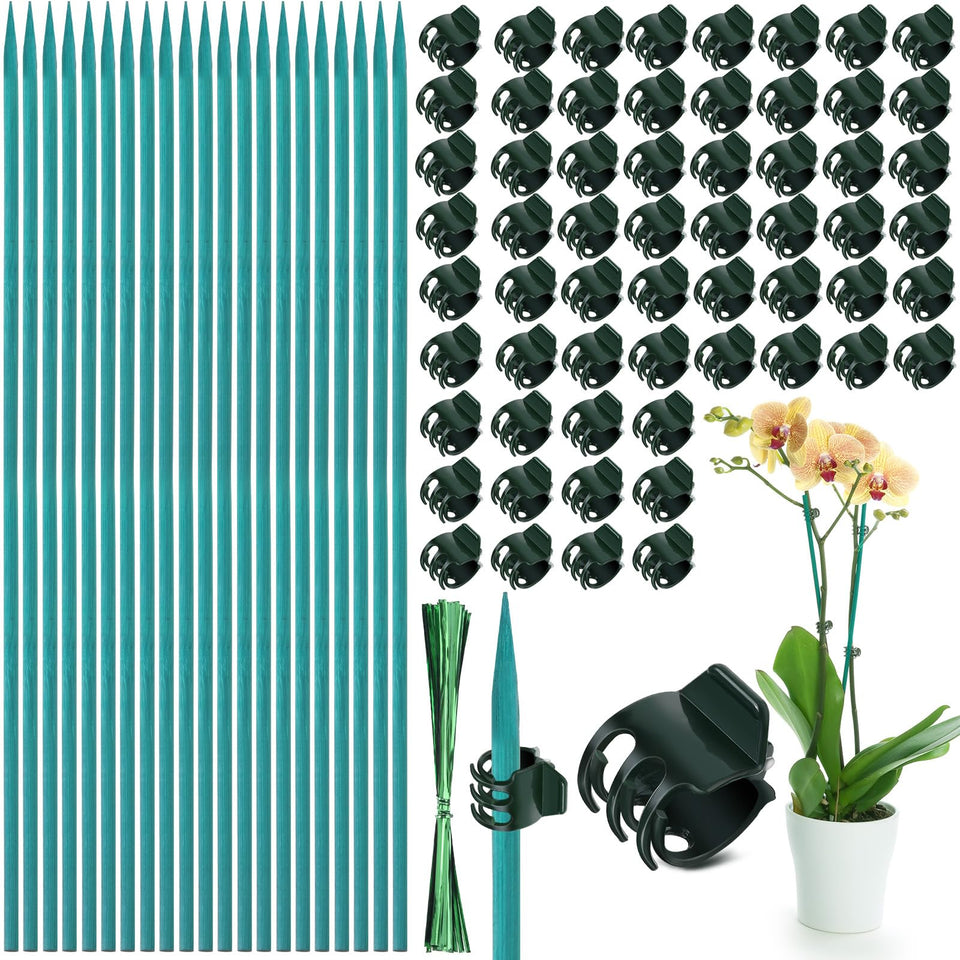 Jetec bamboo plant stakes kit supports upright growth for potted plants.