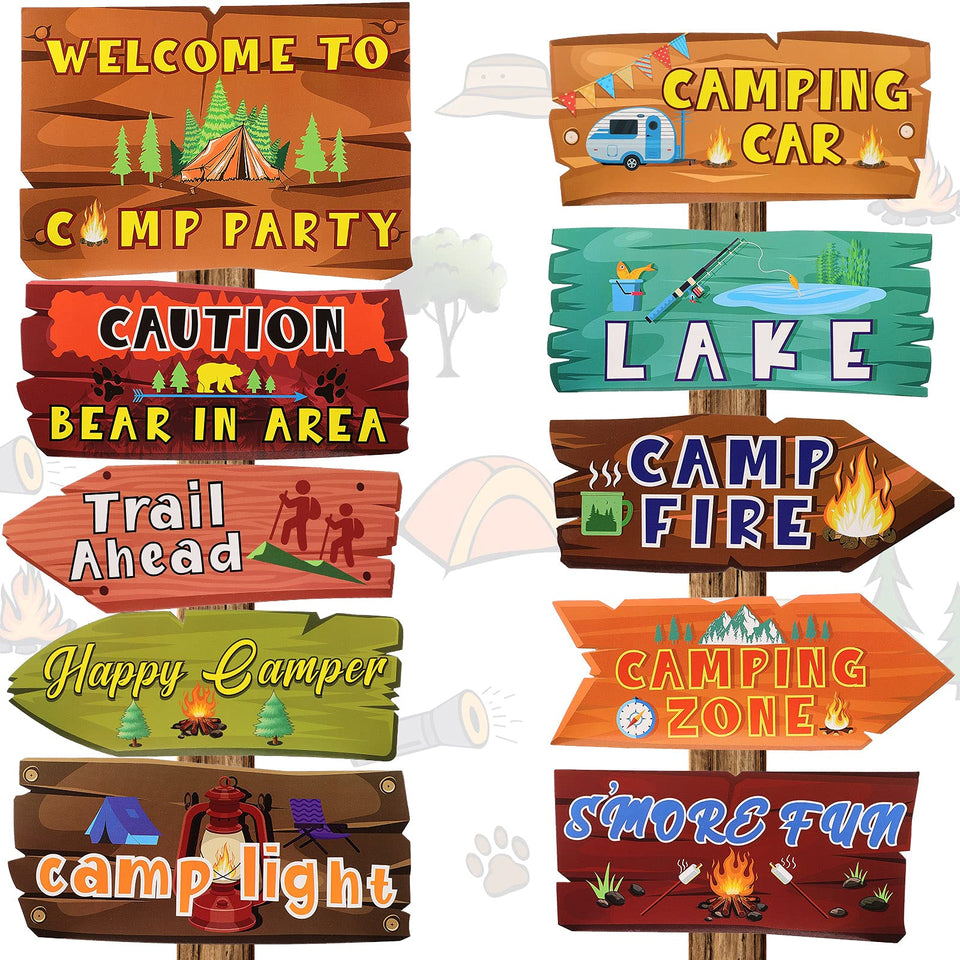 Jetec camping signs collection directional signs improve camp party visuals and navigation.