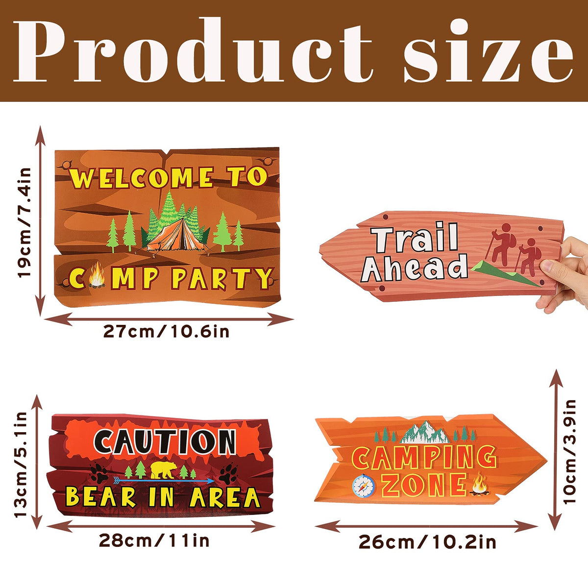 Jetec camping signs with fire motif add cozy campfire vibes for outdoor gatherings.