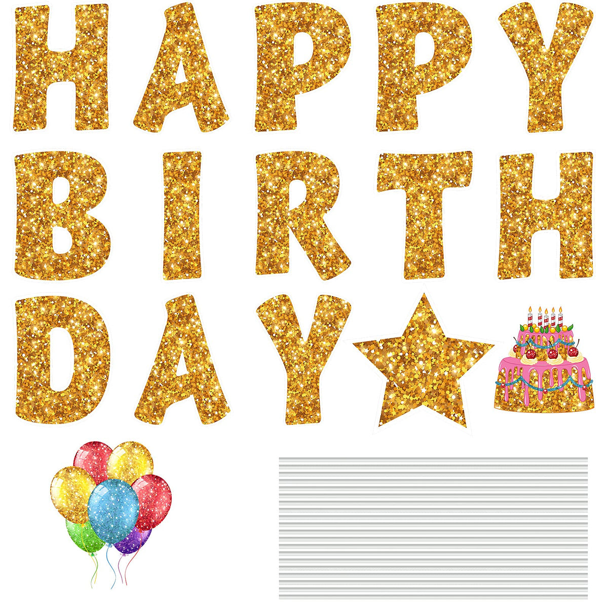 Jetec Gold happy birthday signs create elegant outdoor decor.