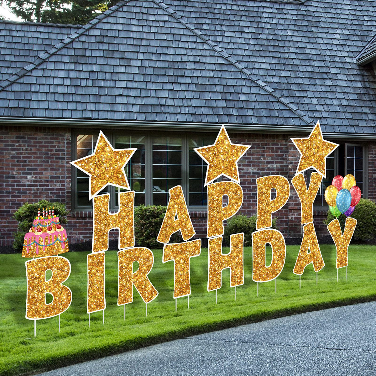 Jetec Happy Birthday letters sign 16in for a bold lawn display.