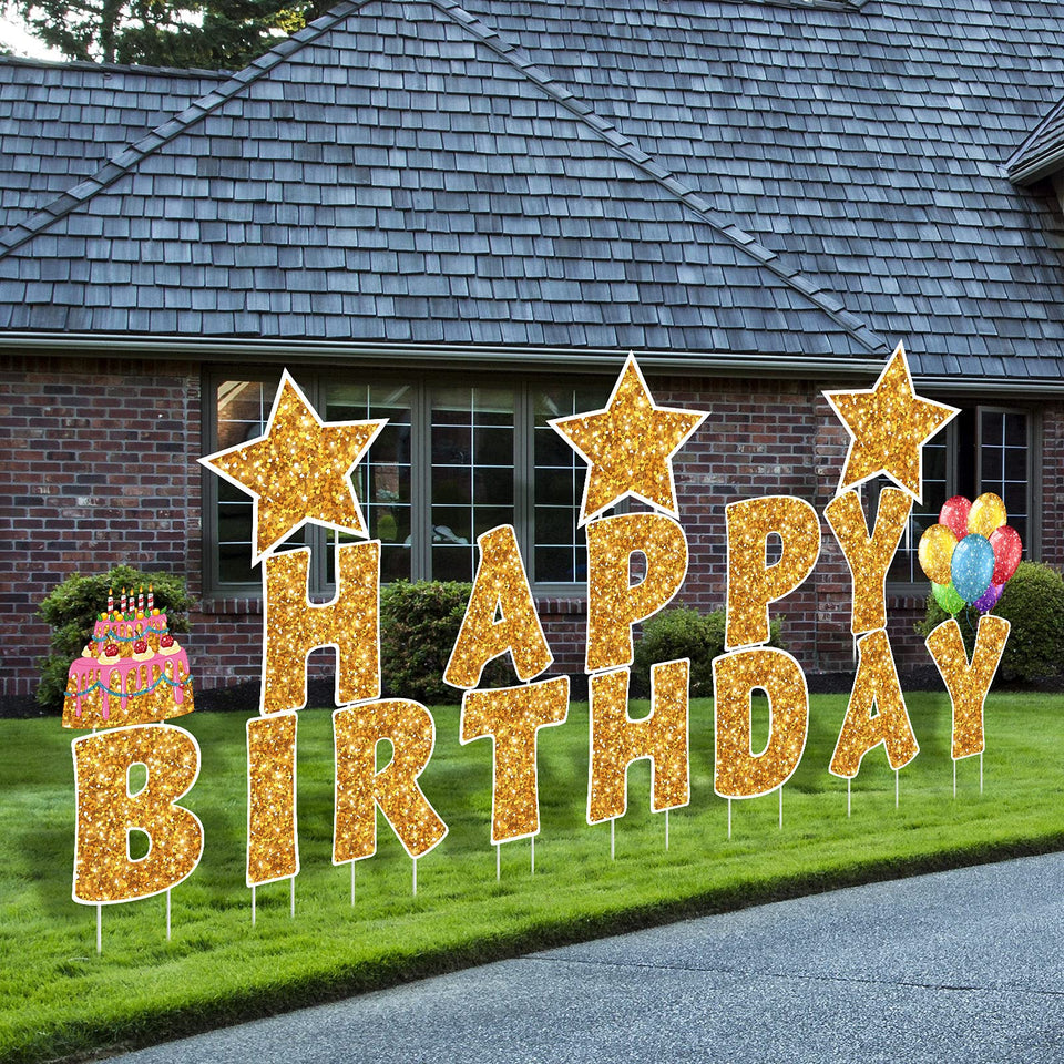 Jetec Happy Birthday letters sign 16in for a bold lawn display.