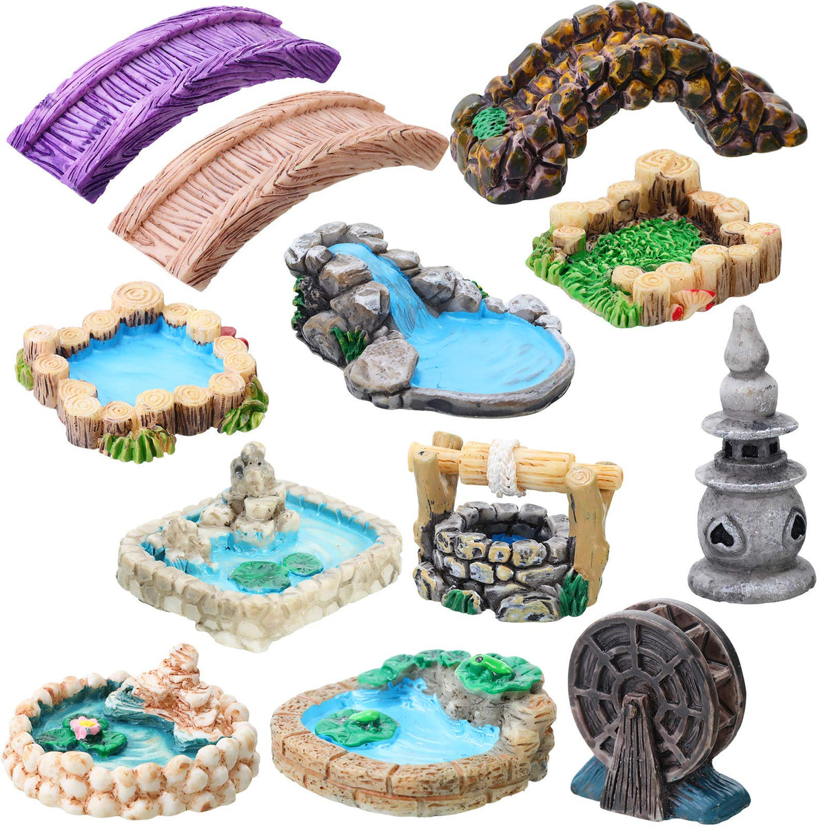 Jetec mini fairy garden bridge enhances outdoor decor with colorful details