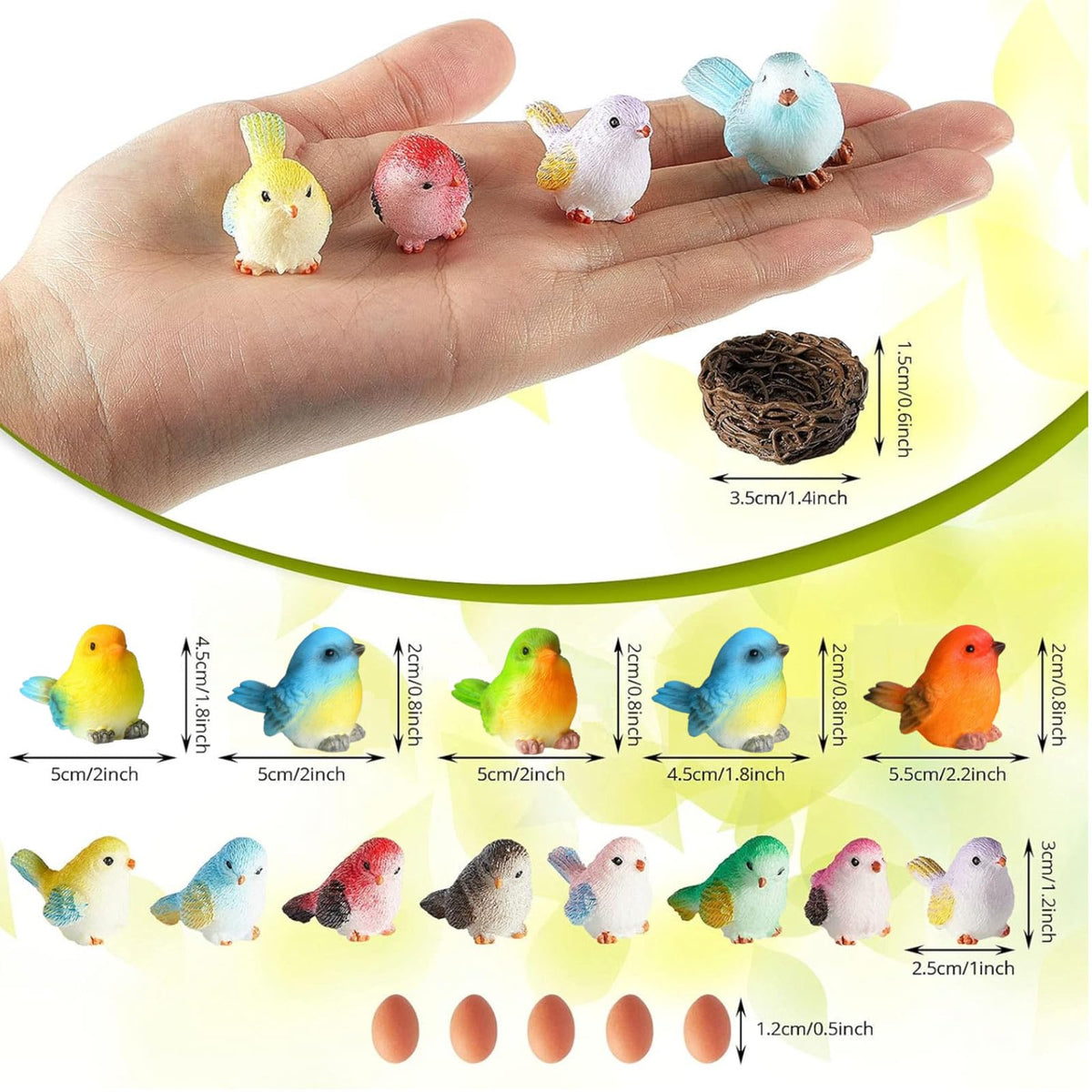 Jetec miniature bird figurines enhance dollhouse and micro landscape displays