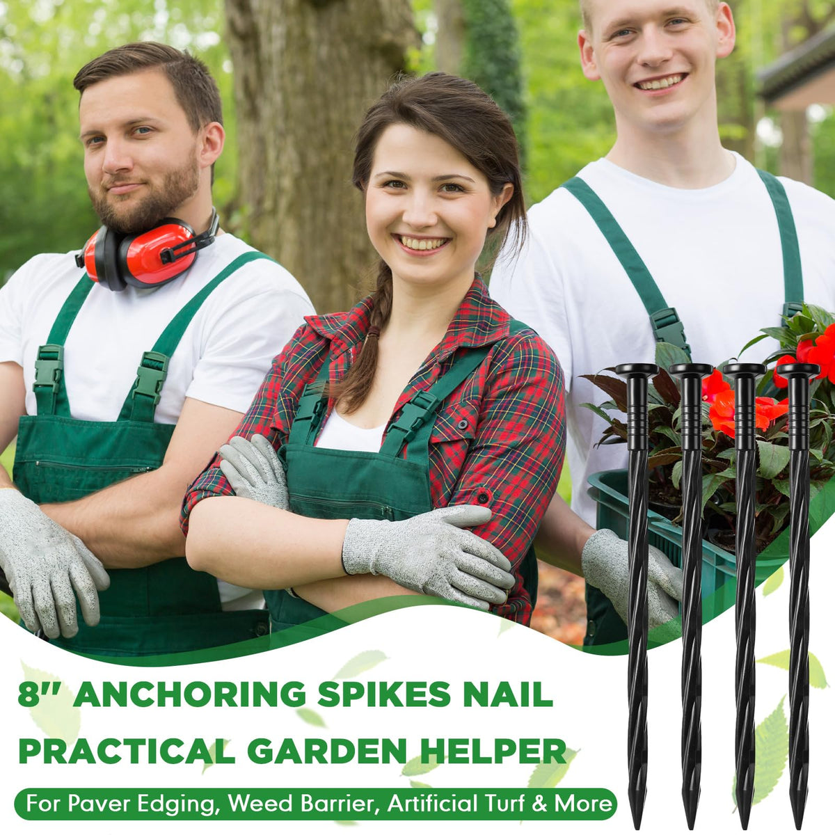 Jetec nylon landscape anchors provide durable edging for pavers and fabric installations.