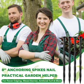 Jetec nylon landscape anchors provide durable edging for pavers and fabric installations.