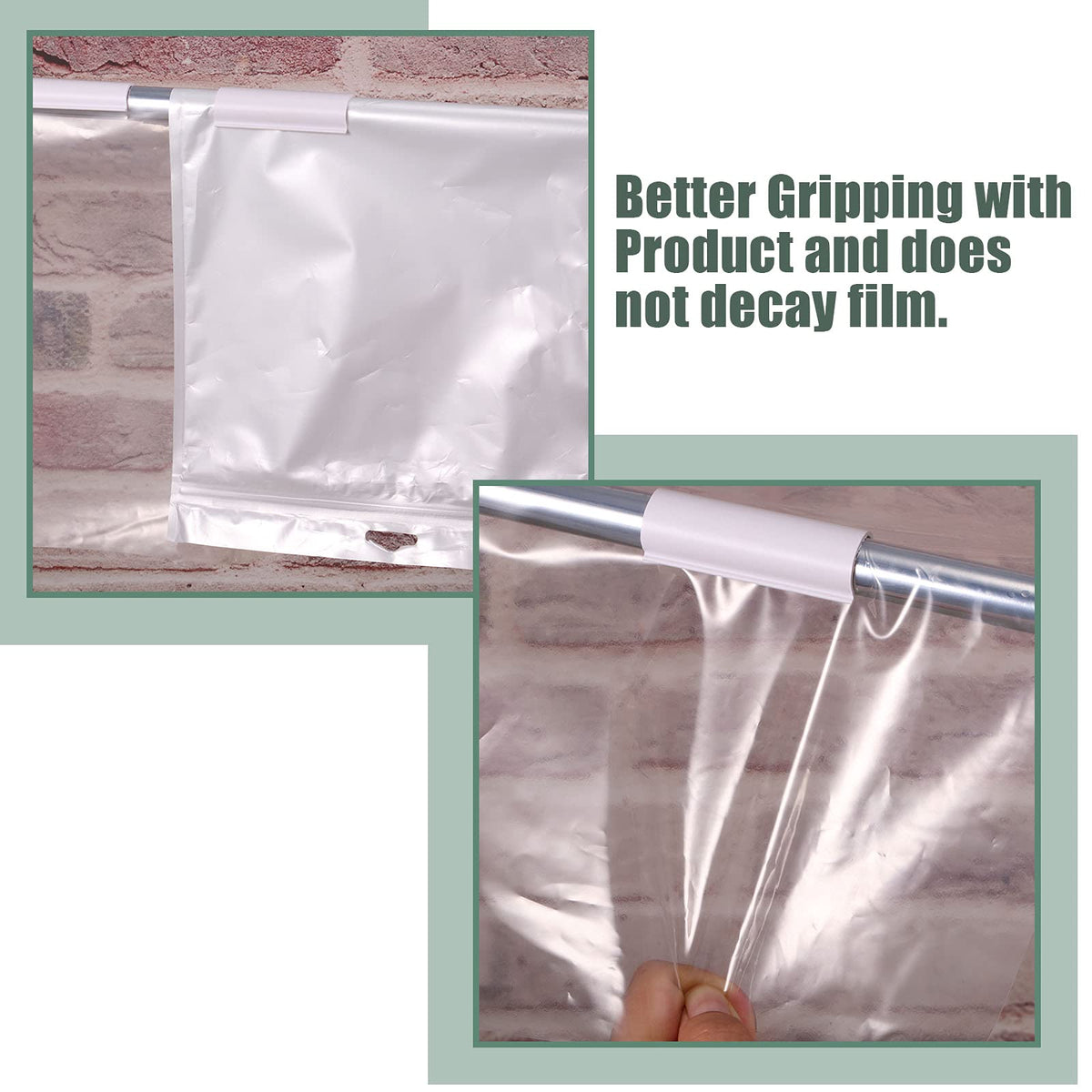 Jetec PVC pipe clips close-up shows durable, rust-resistant material for outdoor use.