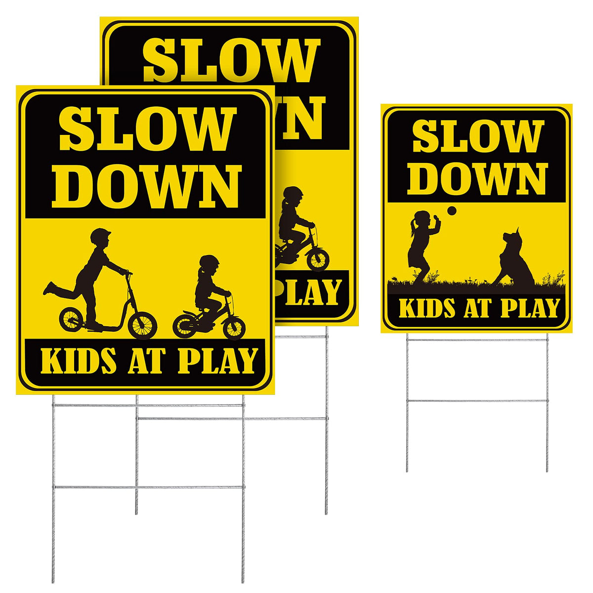 Jetec slow down sign front view in bright colors for high visibility