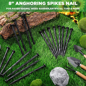 Jetec spiral anchoring nails resist frost heave to keep borders neat.