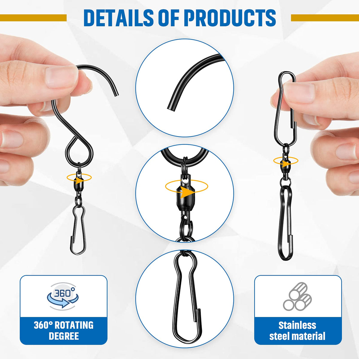 Jetec spiral hook S-shaped design ideal for secure wind chimes.