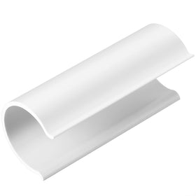 Jetec close-up of white PVC clamp delivering snug tube fit