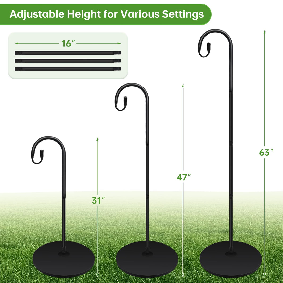 JETTIFY removable short pole for customizable hanging height