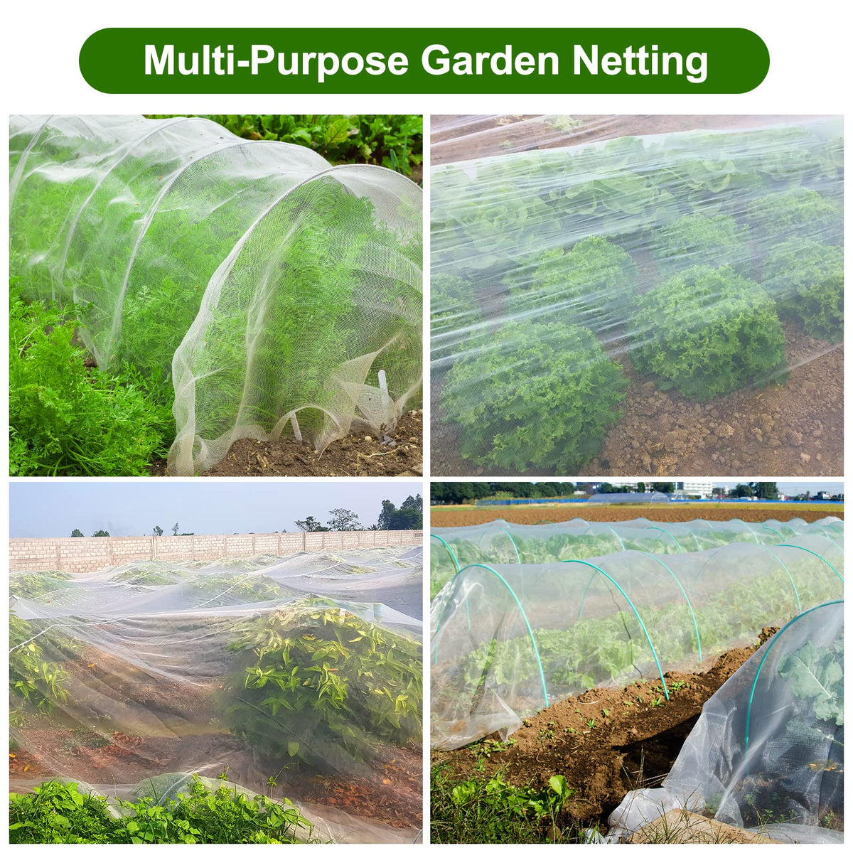 Durable, reusable Jevrench PE netting in a lush garden setting.