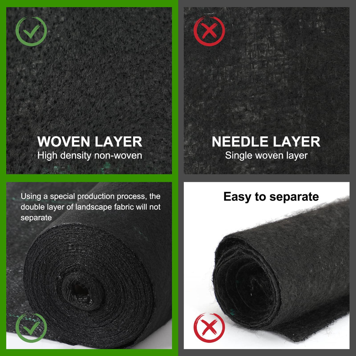 Jevrench sturdy weed barrier mat shields beds from sunlight and reduces weeding.