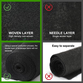 Jevrench sturdy weed barrier mat shields beds from sunlight and reduces weeding.