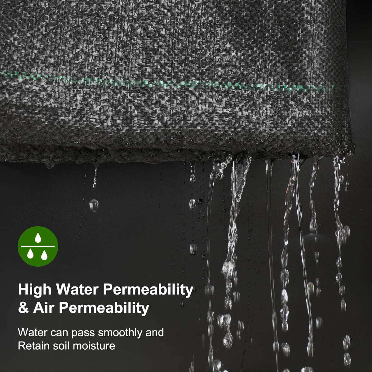 Jevrench durable ground-cover fabric delivers long-lasting weed suppression under mulch.
