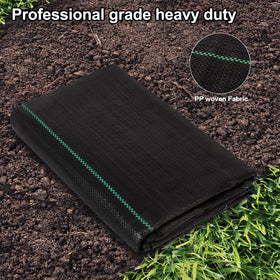 Jevrench landscape fabric 3-3ft-x-15ft blocks weeds while allowing water and air.