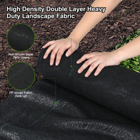 Jevrench landscape fabric 50ft long offers easy installation and breathable ground cover.