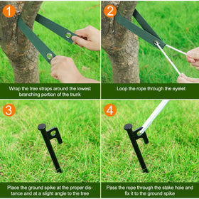 Jevrench-tree-straps securely fasten stakes to the trunk for sturdy support.