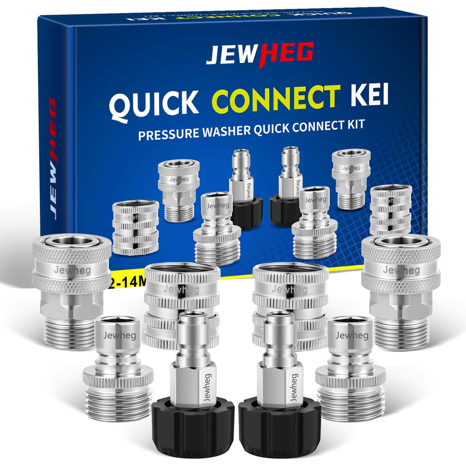Jewheg pressure washer quick-connect kit with M22 swivel for fast, secure connections during car and patio cleaning