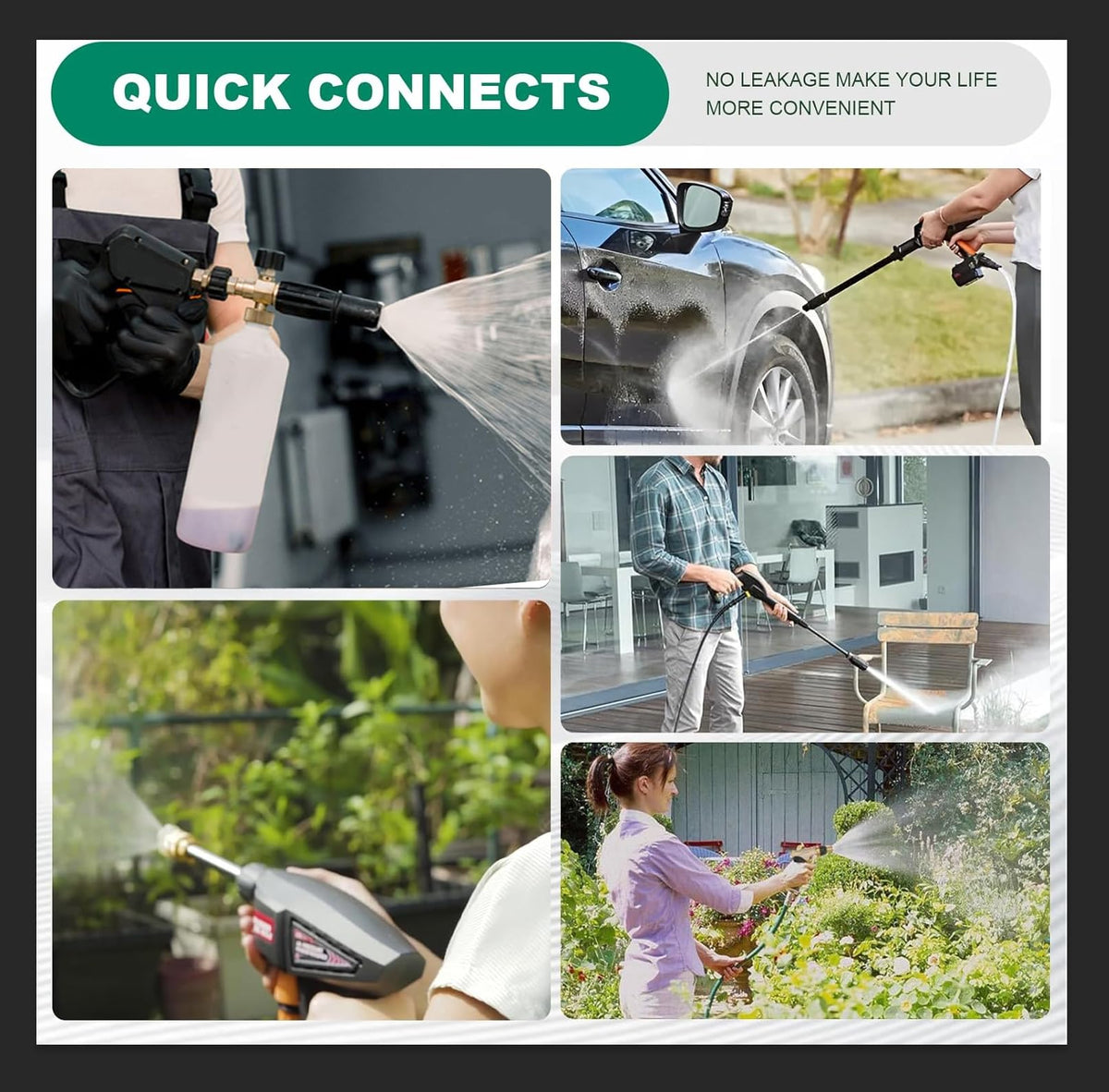Stainless steel hose connector kit with durable construction for tough cleaning jobs