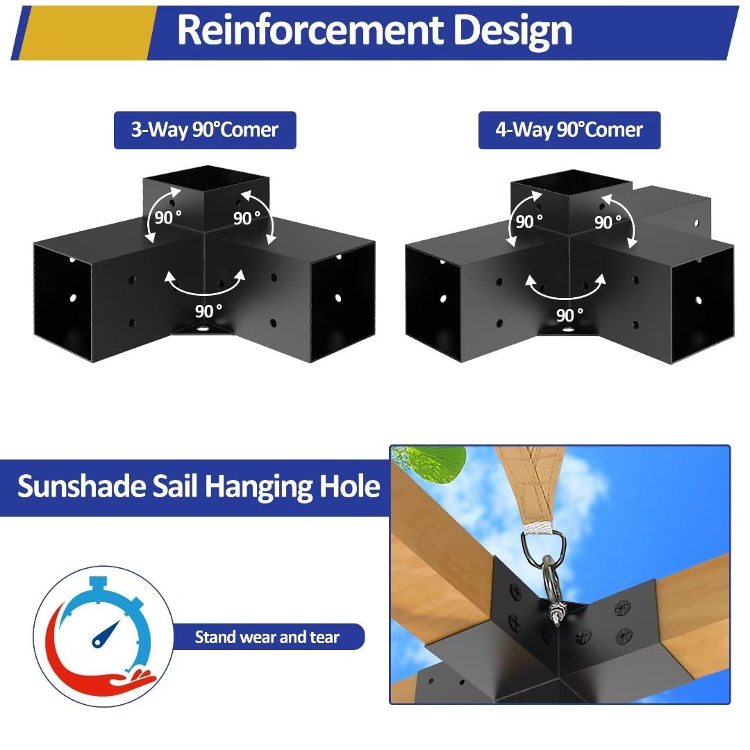 Sunshade hooks enable fabric attachment for shade solutions.
