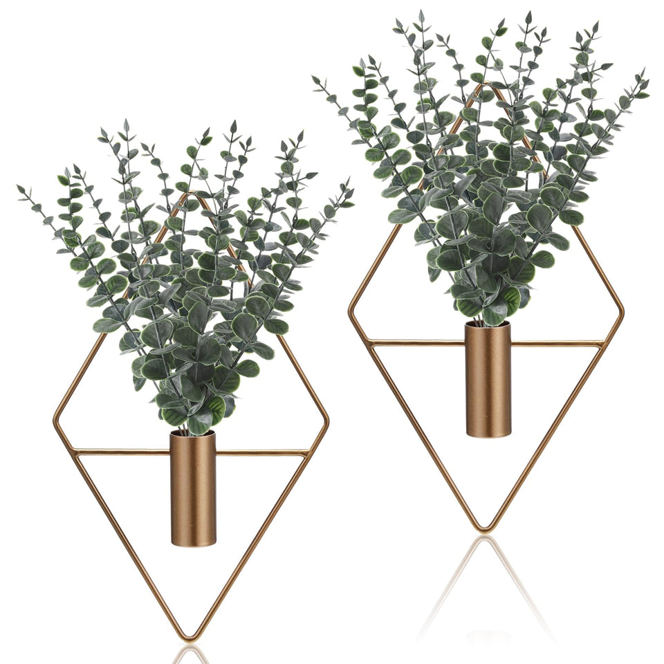 Jexine hanging planter with eucalyptus adds color to your wall display.