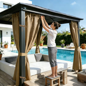 Jexlundo Gazebo Curtains khaki color for outdoor elegance