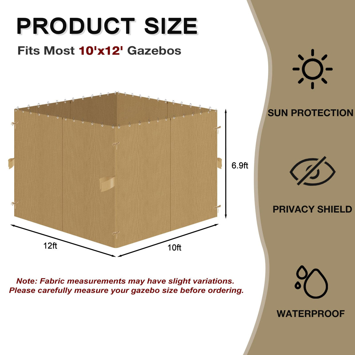 Jexlundo Gazebo Curtains waterproof fabric withstands light rain