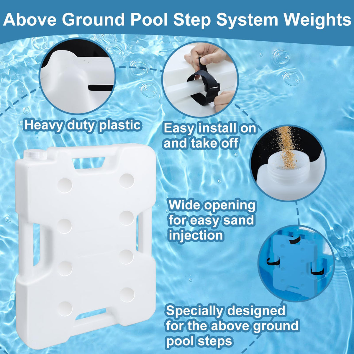 Jeyeou sealed-top ladder weights prevent water leakage and keep contents dry.
