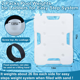 Jeyeou two-pack ladder weights provide versatile ballast for above-ground pools.